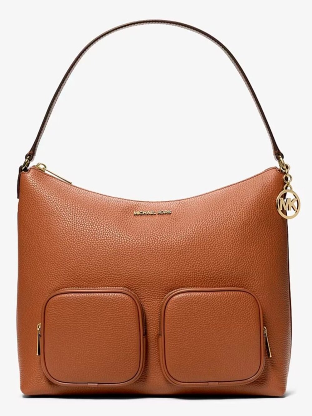 S Michael Kors Merritt Large Brown Leather Cargo Shoulder Bag 35S6G0WL3L $498